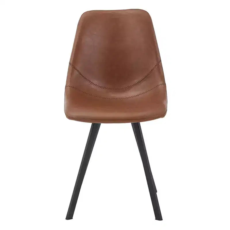 Sedia da pranzo moderna in pelle LeisureMod Markley con sedile imbottito e gambe in metallo, design elegante per cucina, sala da pranzo, ufficio, salotto o bar