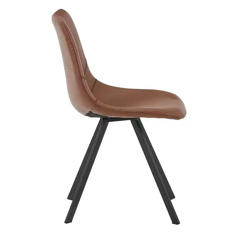 Sedia da pranzo moderna in pelle LeisureMod Markley con sedile imbottito e gambe in metallo, design elegante per cucina, sala da pranzo, ufficio, salotto o bar