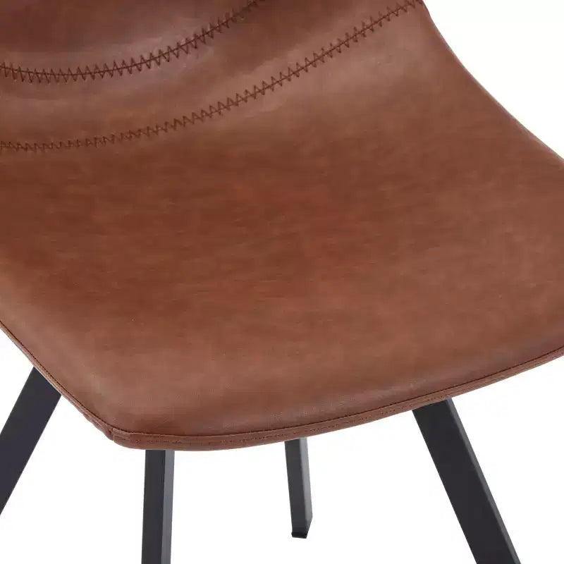 Sedia da pranzo moderna in pelle LeisureMod Markley con sedile imbottito e gambe in metallo, design elegante per cucina, sala da pranzo, ufficio, salotto o bar