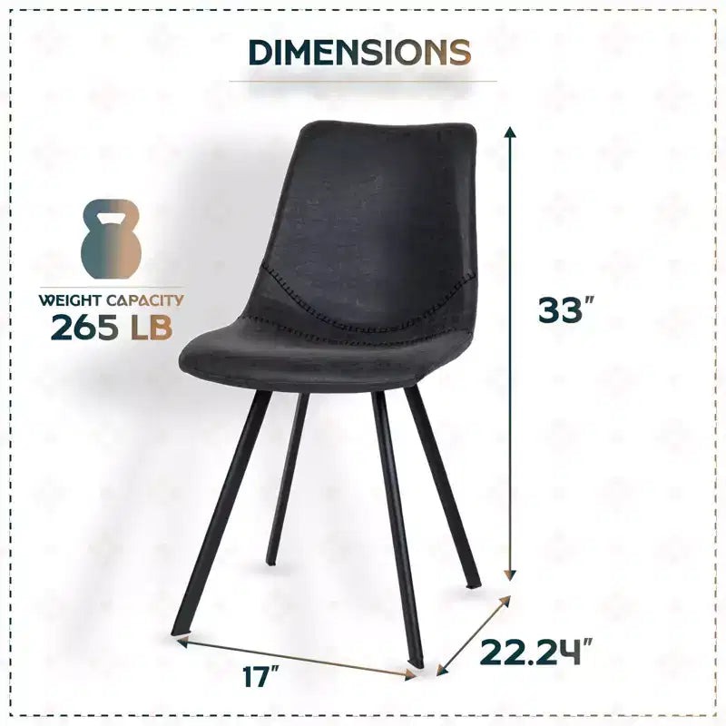 Sedia da pranzo moderna in pelle LeisureMod Markley con sedile imbottito e gambe in metallo, design elegante per cucina, sala da pranzo, ufficio, salotto o bar