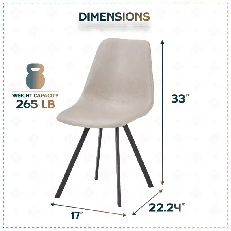Sedia da pranzo moderna in pelle LeisureMod Markley con sedile imbottito e gambe in metallo, design elegante per cucina, sala da pranzo, ufficio, salotto o bar