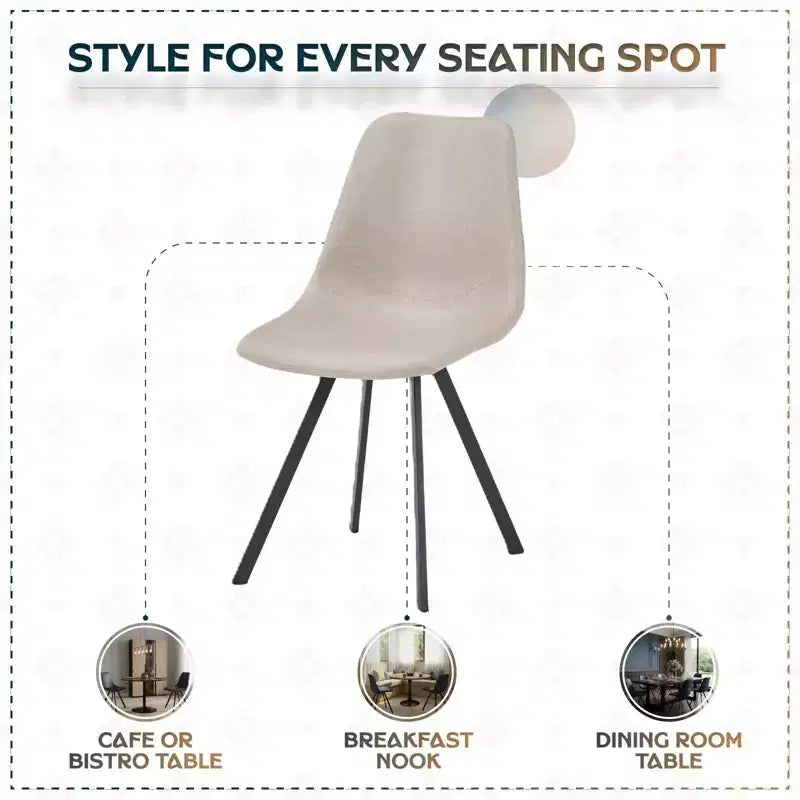 Sedia da pranzo moderna in pelle LeisureMod Markley con sedile imbottito e gambe in metallo, design elegante per cucina, sala da pranzo, ufficio, salotto o bar