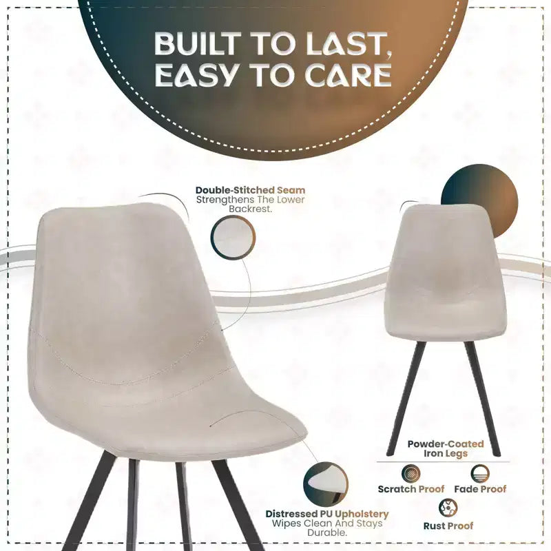 Sedia da pranzo moderna in pelle LeisureMod Markley con sedile imbottito e gambe in metallo, design elegante per cucina, sala da pranzo, ufficio, salotto o bar