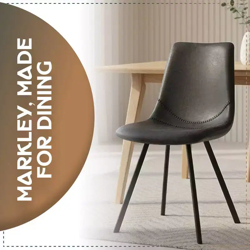 Sedia da pranzo moderna in pelle LeisureMod Markley con sedile imbottito e gambe in metallo, design elegante per cucina, sala da pranzo, ufficio, salotto o bar
