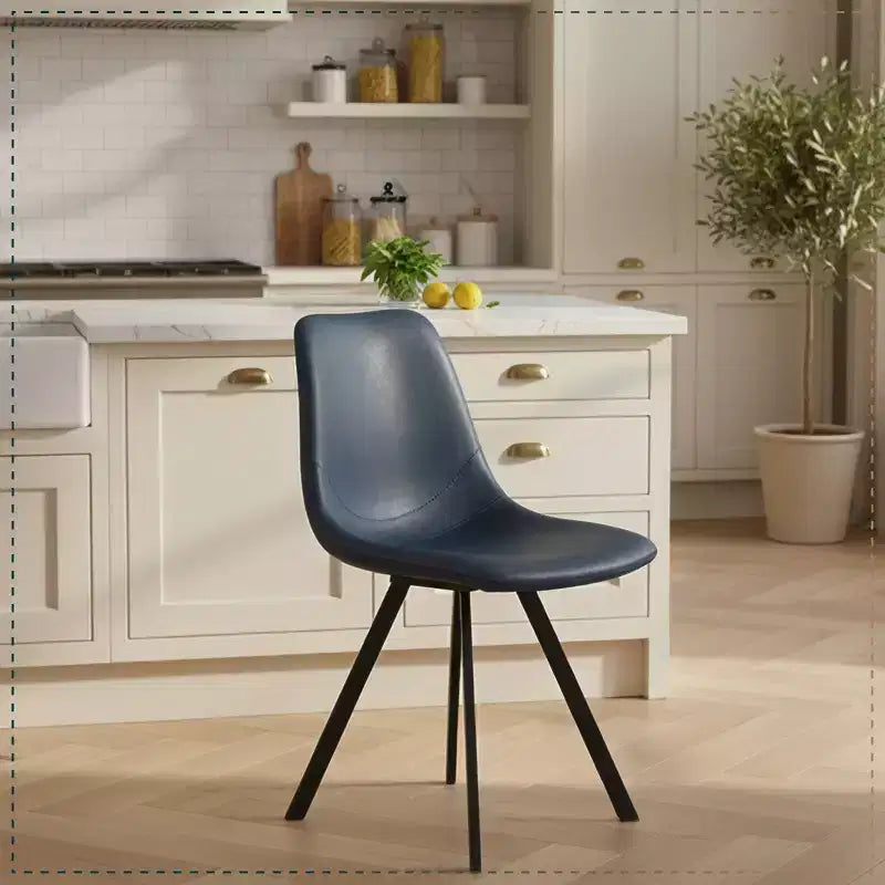 Sedia da pranzo moderna in pelle LeisureMod Markley con sedile imbottito e gambe in metallo, design elegante per cucina, sala da pranzo, ufficio, salotto o bar