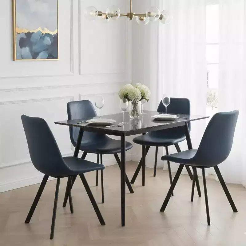 Sedia da pranzo moderna in pelle LeisureMod Markley con sedile imbottito e gambe in metallo, design elegante per cucina, sala da pranzo, ufficio, salotto o bar