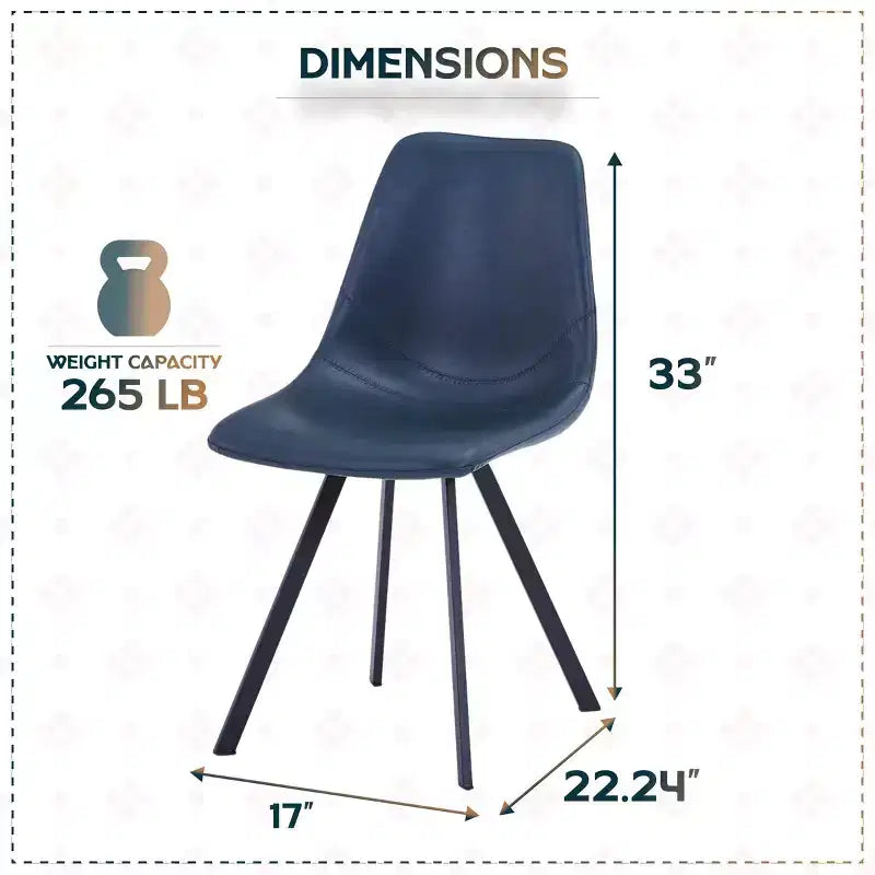 Sedia da pranzo moderna in pelle LeisureMod Markley con sedile imbottito e gambe in metallo, design elegante per cucina, sala da pranzo, ufficio, salotto o bar