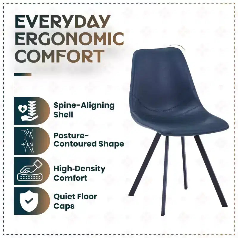 Sedia da pranzo moderna in pelle LeisureMod Markley con sedile imbottito e gambe in metallo, design elegante per cucina, sala da pranzo, ufficio, salotto o bar