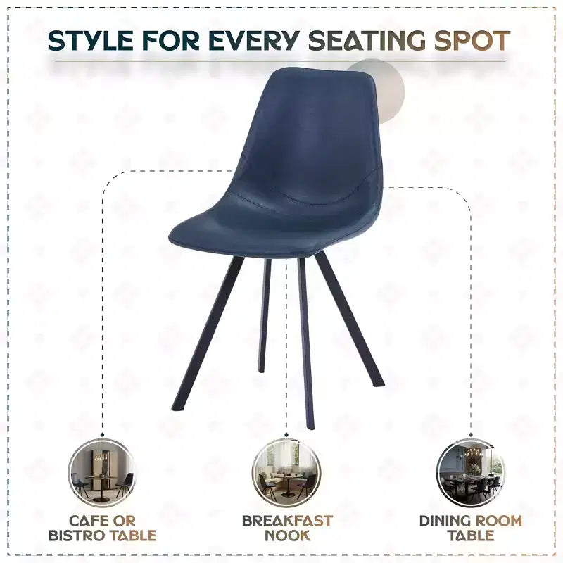 Sedia da pranzo moderna in pelle LeisureMod Markley con sedile imbottito e gambe in metallo, design elegante per cucina, sala da pranzo, ufficio, salotto o bar