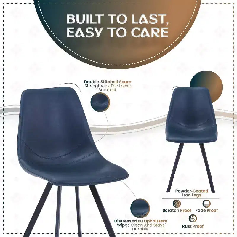 Sedia da pranzo moderna in pelle LeisureMod Markley con sedile imbottito e gambe in metallo, design elegante per cucina, sala da pranzo, ufficio, salotto o bar