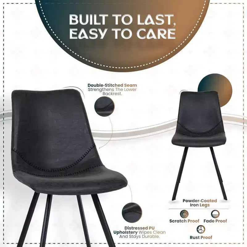 Sedia da pranzo moderna in pelle LeisureMod Markley con sedile imbottito e gambe in metallo, design elegante per cucina, sala da pranzo, ufficio, salotto o bar