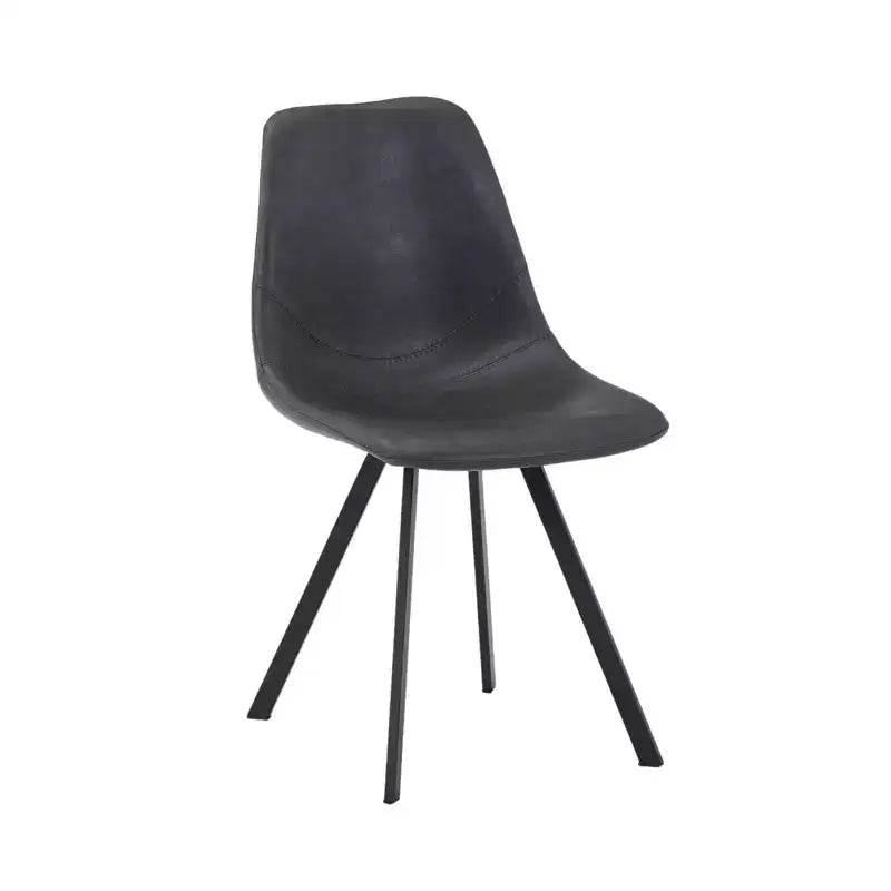 LeisureMod Markley Modern Leather Dining Chair Upholstered Seat Metal Legs Sleek Design for Kitchen, Dining Room, Office, Lounge, or Cafe