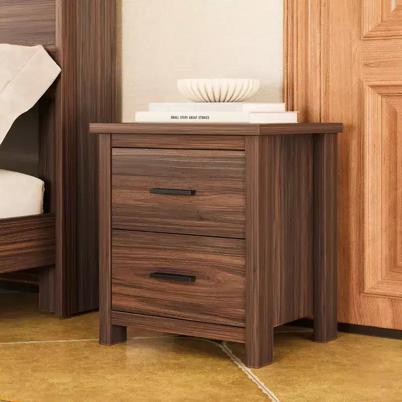 Set di mobili per camera da letto da 4 pezzi - Struttura letto matrimoniale con testiera contenitore, 2 comodini e 1 cassettiera