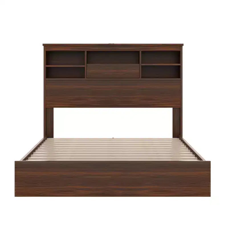 Set di mobili per camera da letto da 4 pezzi - Struttura letto matrimoniale con testiera contenitore, 2 comodini e 1 cassettiera