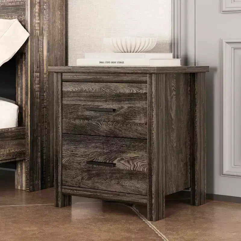 Set di mobili per camera da letto da 4 pezzi - Struttura letto matrimoniale con testiera contenitore, 2 comodini e 1 cassettiera