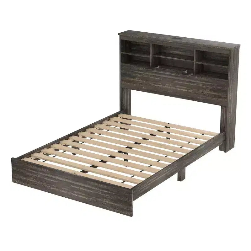 Set di mobili per camera da letto da 4 pezzi - Struttura letto matrimoniale con testiera contenitore, 2 comodini e 1 cassettiera