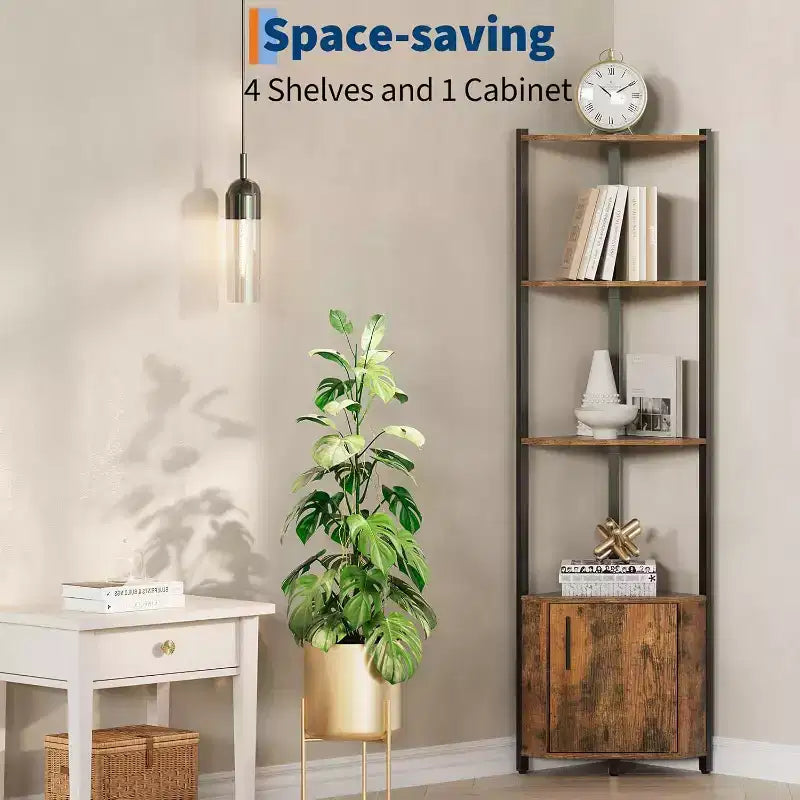 Scaffale angolare a 5 ripiani - Unità di scaffalatura angolare in metallo per camera da letto, soggiorno, bagno, ufficio - Scaffale salvaspazio per piante, libri, decorazioni