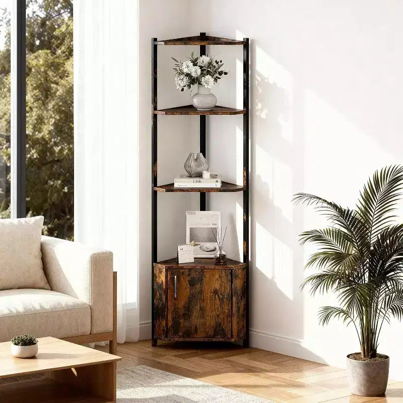 Scaffale angolare a 5 ripiani - Unità di scaffalatura angolare in metallo per camera da letto, soggiorno, bagno, ufficio - Scaffale salvaspazio per piante, libri, decorazioni
