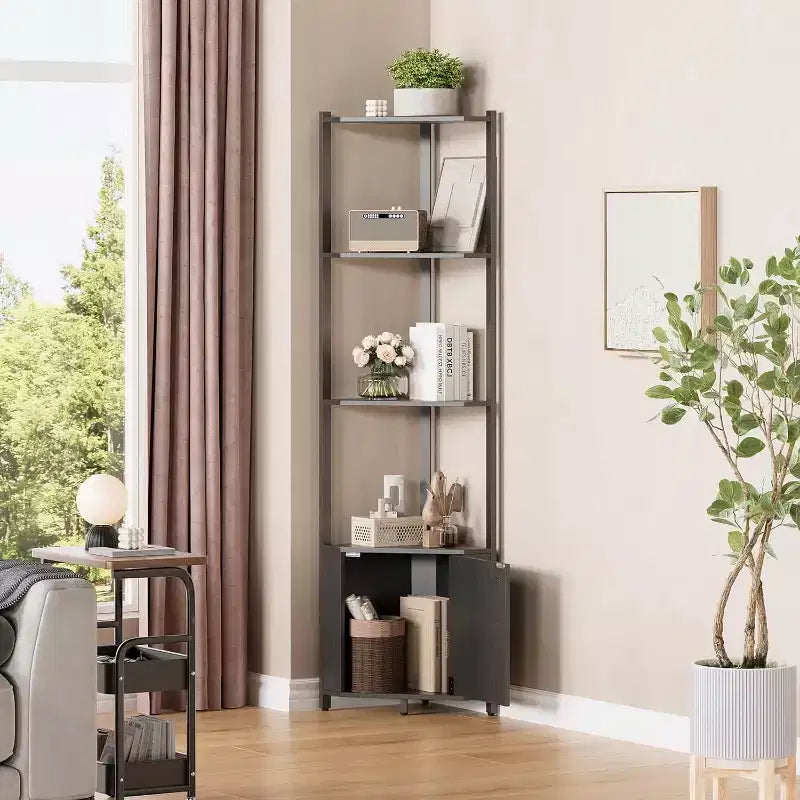 Scaffale angolare a 5 ripiani - Unità di scaffalatura angolare in metallo per camera da letto, soggiorno, bagno, ufficio - Scaffale salvaspazio per piante, libri, decorazioni