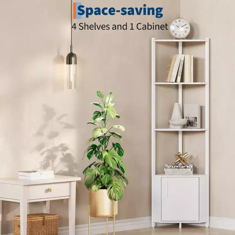 Scaffale angolare a 5 ripiani - Unità di scaffalatura angolare in metallo per camera da letto, soggiorno, bagno, ufficio - Scaffale salvaspazio per piante, libri, decorazioni