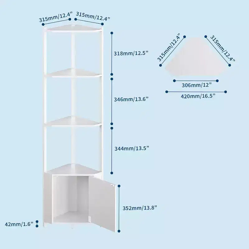 Scaffale angolare a 5 ripiani - Unità di scaffalatura angolare in metallo per camera da letto, soggiorno, bagno, ufficio - Scaffale salvaspazio per piante, libri, decorazioni