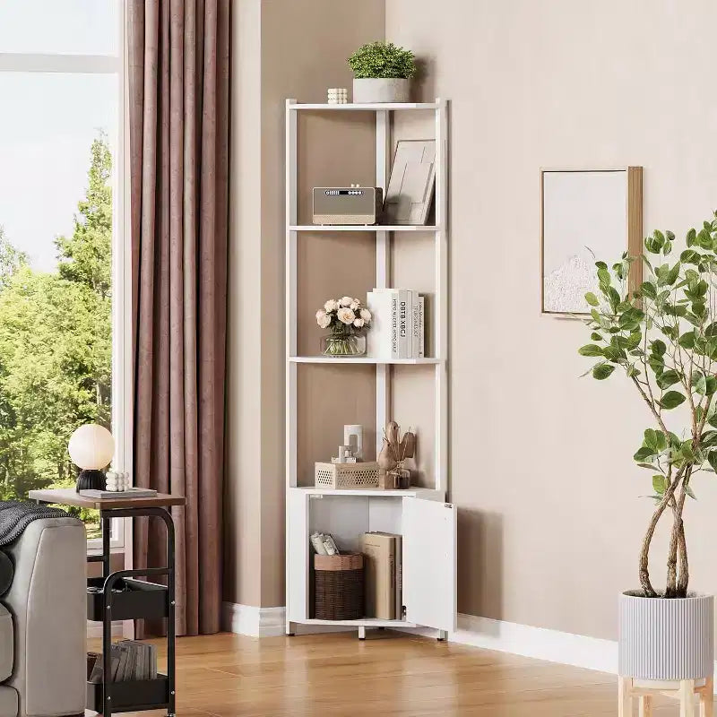 Scaffale angolare a 5 ripiani - Unità di scaffalatura angolare in metallo per camera da letto, soggiorno, bagno, ufficio - Scaffale salvaspazio per piante, libri, decorazioni