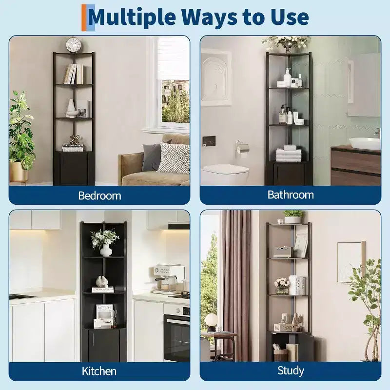 Scaffale angolare a 5 ripiani - Unità di scaffalatura angolare in metallo per camera da letto, soggiorno, bagno, ufficio - Scaffale salvaspazio per piante, libri, decorazioni