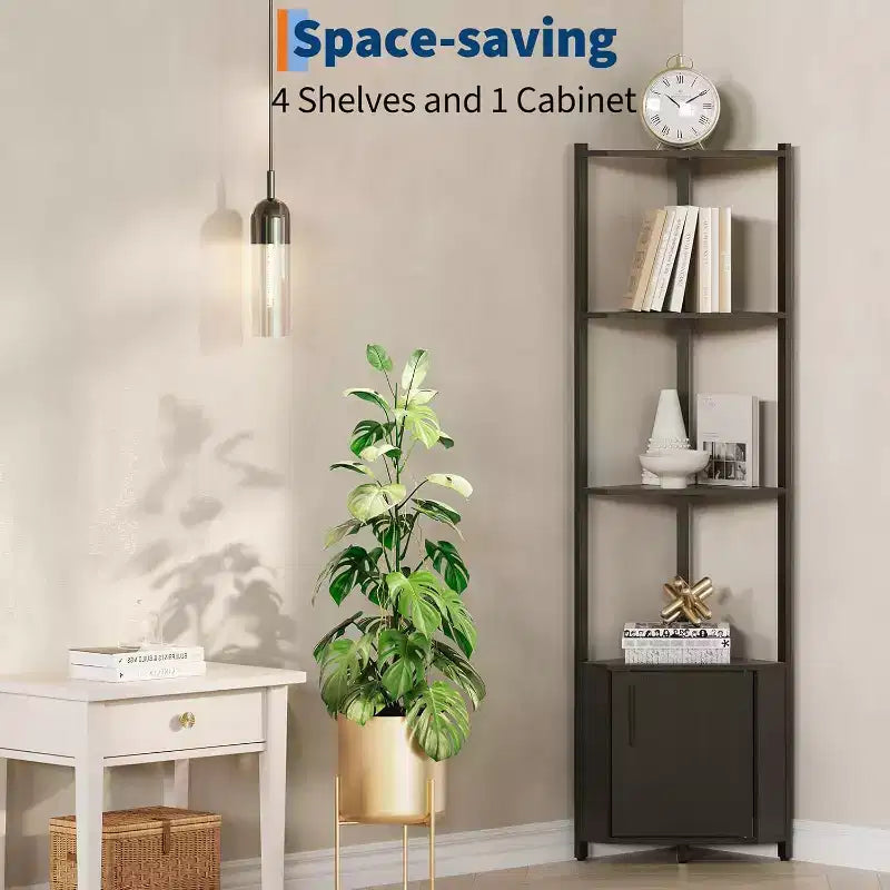 Scaffale angolare a 5 ripiani - Unità di scaffalatura angolare in metallo per camera da letto, soggiorno, bagno, ufficio - Scaffale salvaspazio per piante, libri, decorazioni