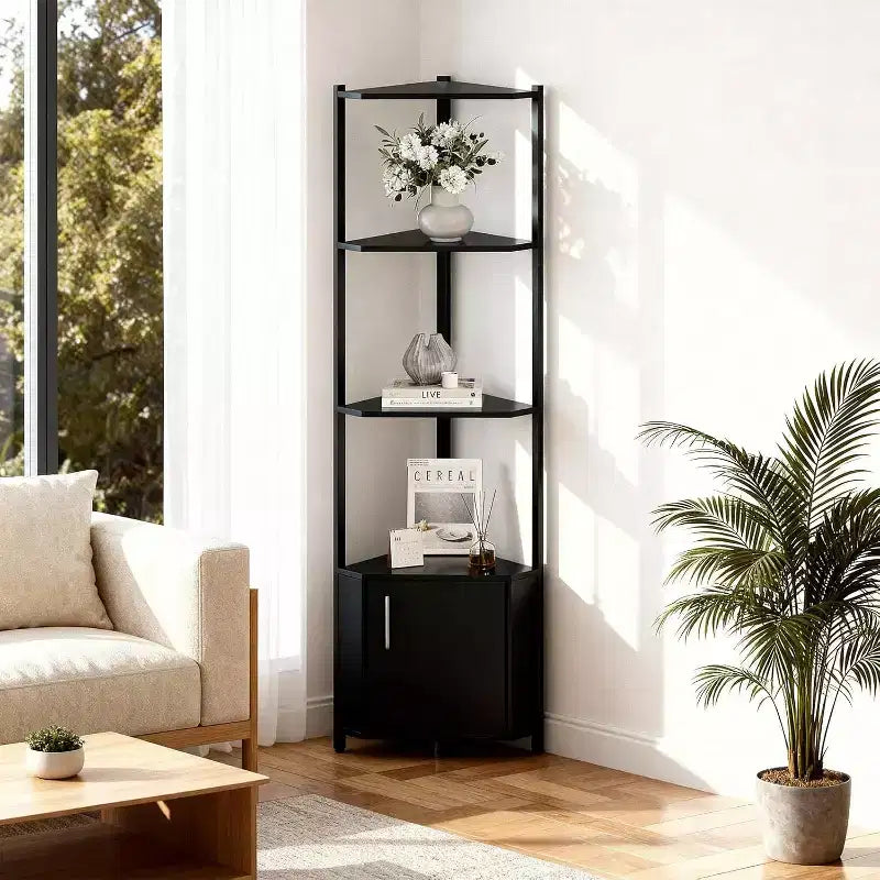 Scaffale angolare a 5 ripiani - Unità di scaffalatura angolare in metallo per camera da letto, soggiorno, bagno, ufficio - Scaffale salvaspazio per piante, libri, decorazioni