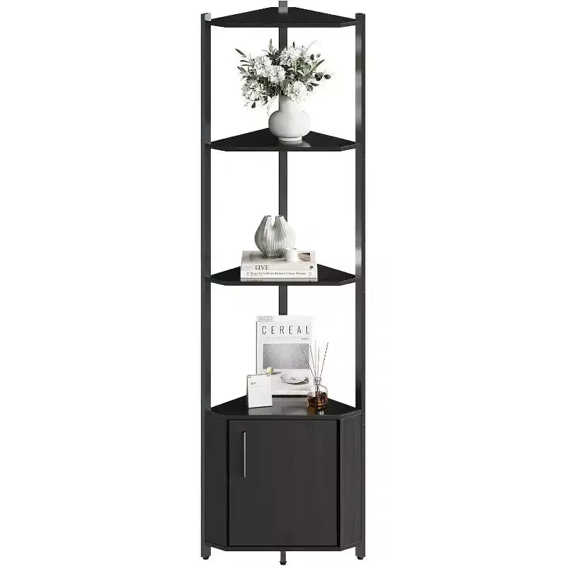 5 Tier Corner Shelf - Metal Corner Shelving Unit for Bedroom Living Room Bathroom Office - Space Saving Storage Shelf for Plants Books Decor