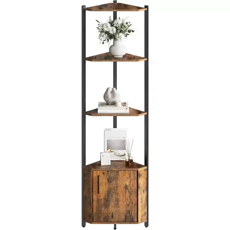 Scaffale angolare a 5 ripiani - Unità di scaffalatura angolare in metallo per camera da letto, soggiorno, bagno, ufficio - Scaffale salvaspazio per piante, libri, decorazioni