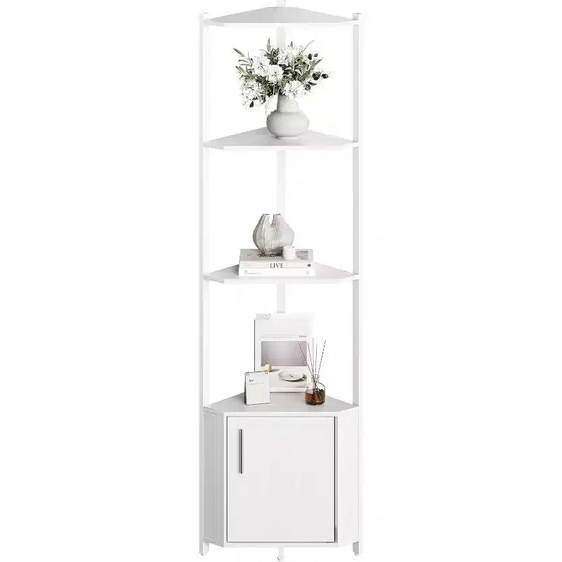 Scaffale angolare a 5 ripiani - Unità di scaffalatura angolare in metallo per camera da letto, soggiorno, bagno, ufficio - Scaffale salvaspazio per piante, libri, decorazioni
