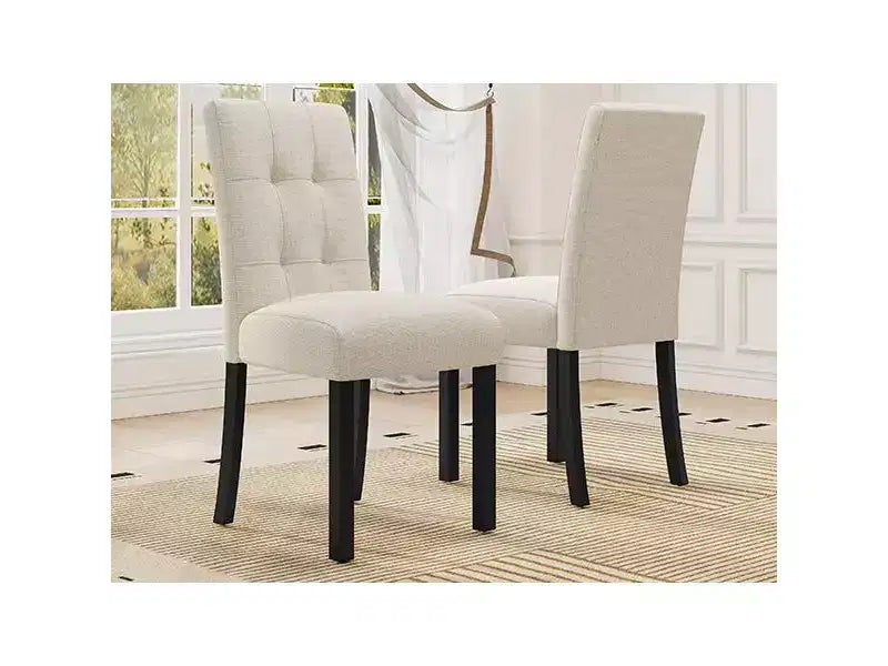 Set di 4 moderne sedie da pranzo trapuntate con gambe in legno di gomma e seduta imbottita