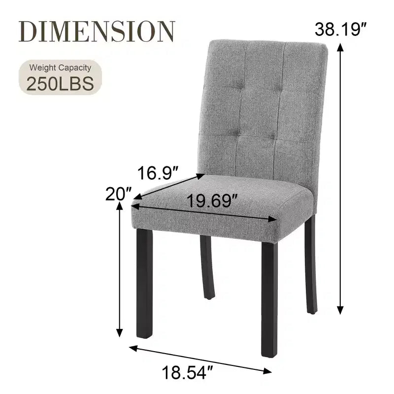 Set di 4 moderne sedie da pranzo trapuntate con gambe in legno di gomma e seduta imbottita