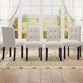 Set of 4 Modern Tufted Dining Chairs with Rubber Wood Legs and Upholstered Seating
