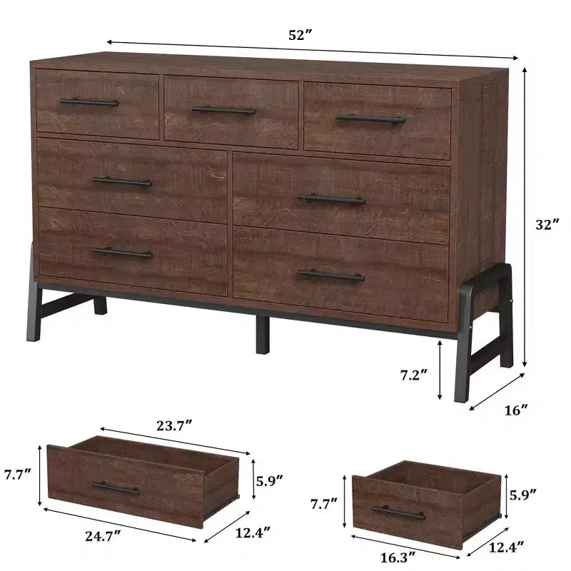 Cassettiera autoportante in legno a 7 cassetti, mobile contenitore per camera da letto, soggiorno e ingresso