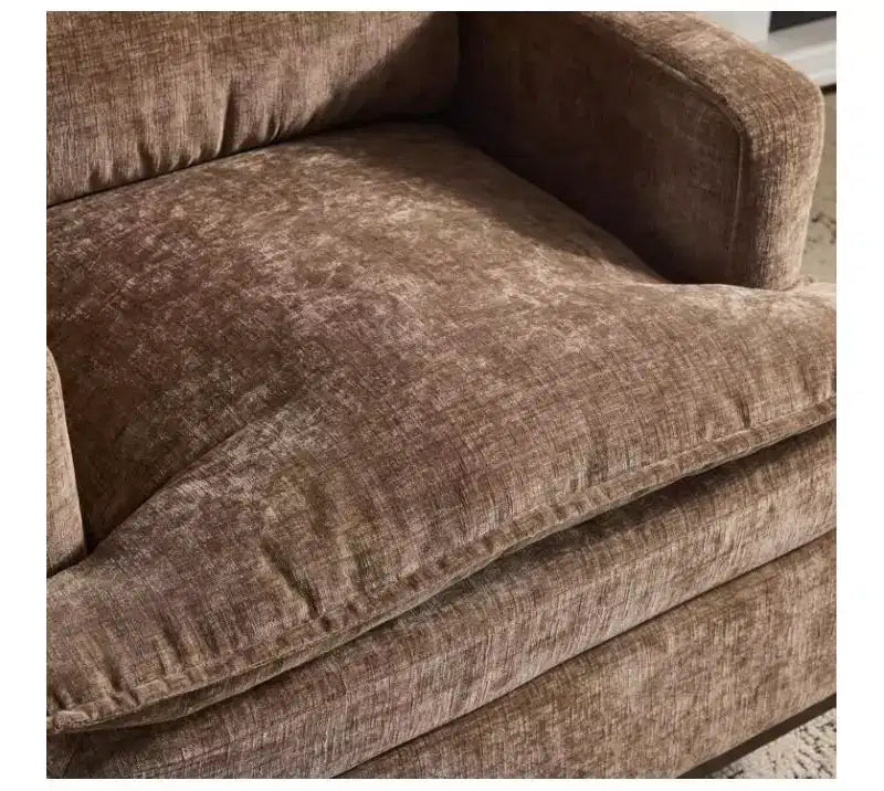 Moderna Poltrona Imbottita Comoda con Cuscino Schienale, Poltrona Girevole Quadrata a Botte a 360 Gradi per Soggiorno Beige