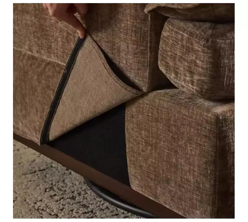 Moderna Poltrona Imbottita Comoda con Cuscino Schienale, Poltrona Girevole Quadrata a Botte a 360 Gradi per Soggiorno Beige