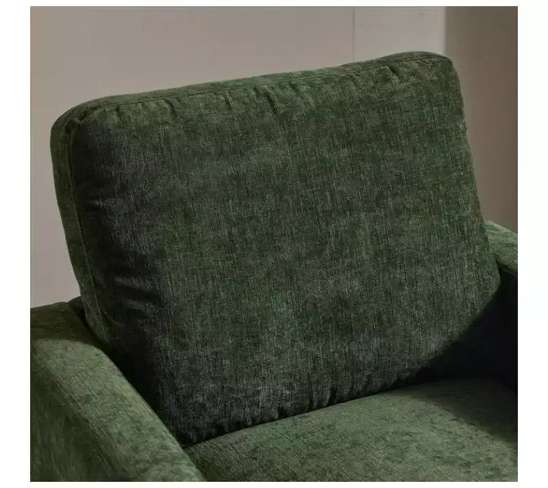 Moderna Poltrona Imbottita Comoda con Cuscino Schienale, Poltrona Girevole Quadrata a Botte a 360 Gradi per Soggiorno Beige