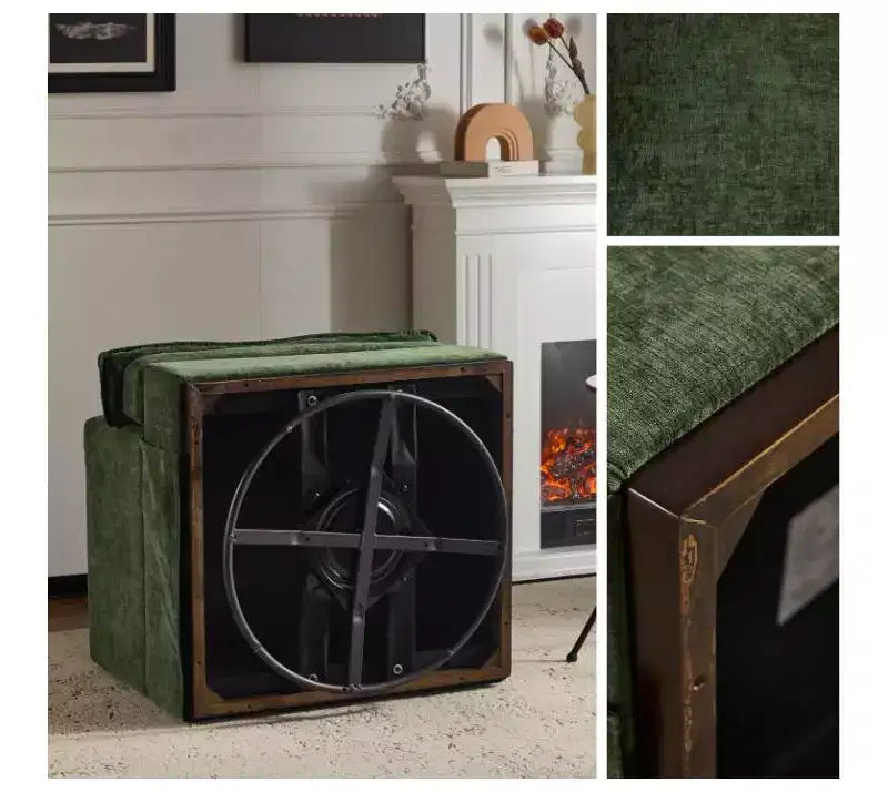Moderna Poltrona Imbottita Comoda con Cuscino Schienale, Poltrona Girevole Quadrata a Botte a 360 Gradi per Soggiorno Beige