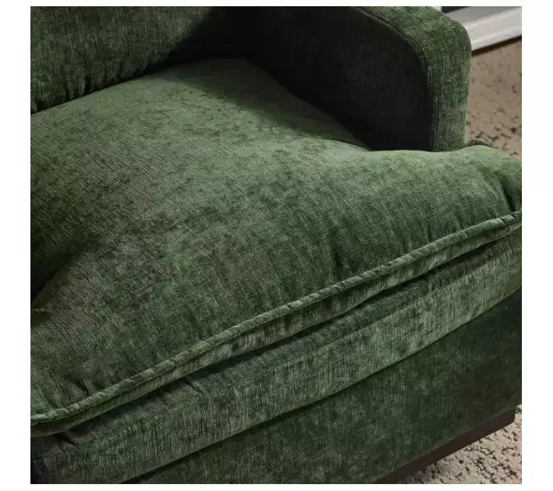 Moderna Poltrona Imbottita Comoda con Cuscino Schienale, Poltrona Girevole Quadrata a Botte a 360 Gradi per Soggiorno Beige