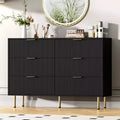 Modern 6-Drawer Fluted Dresser,47 Wide Wooden Chest with Metal Handles, Double Drawer Design for Versatile Storage in Living Room, Hallway, Bedroom