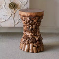 GDFStudio Zoe Farmhouse Mulberry and Paulownia Wood Accent Table with Organic Tree Root Base