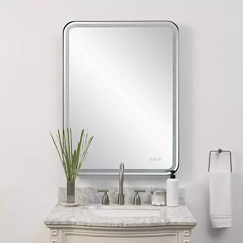 Specchio da parete rettangolare a LED Uttermost Crofton nero satinato 30 x 40