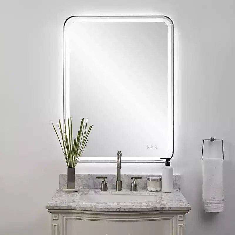 Specchio da parete rettangolare a LED Uttermost Crofton nero satinato 30 x 40