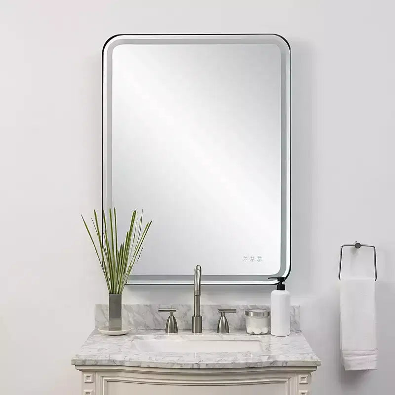 Specchio da parete rettangolare a LED Uttermost Crofton nero satinato 30 x 40