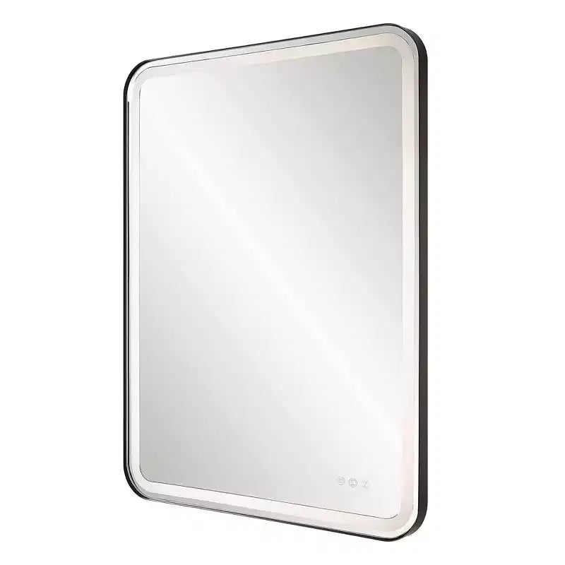 Specchio da parete rettangolare a LED Uttermost Crofton nero satinato 30 x 40