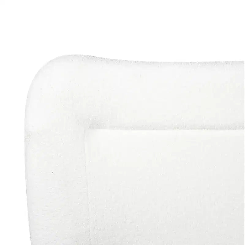 Struttura Letto a Piattaforma Minimalista Queen/King Size con Morbida Testiera Imbottita, Design Curvo, Bianco Crema - ModernLuxe