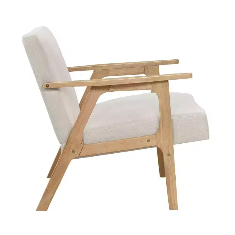 GDFStudio Bennett Sedia d'Appoggio Imbottita in Tessuto con Struttura in Legno di Gomma, Stile Moderno di Metà Secolo