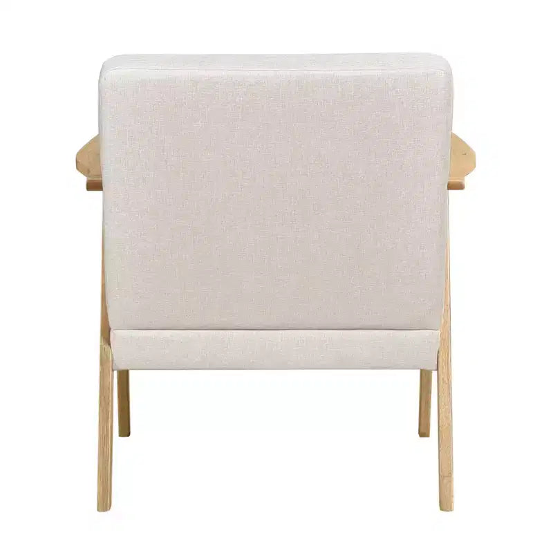 GDFStudio Bennett Sedia d'Appoggio Imbottita in Tessuto con Struttura in Legno di Gomma, Stile Moderno di Metà Secolo